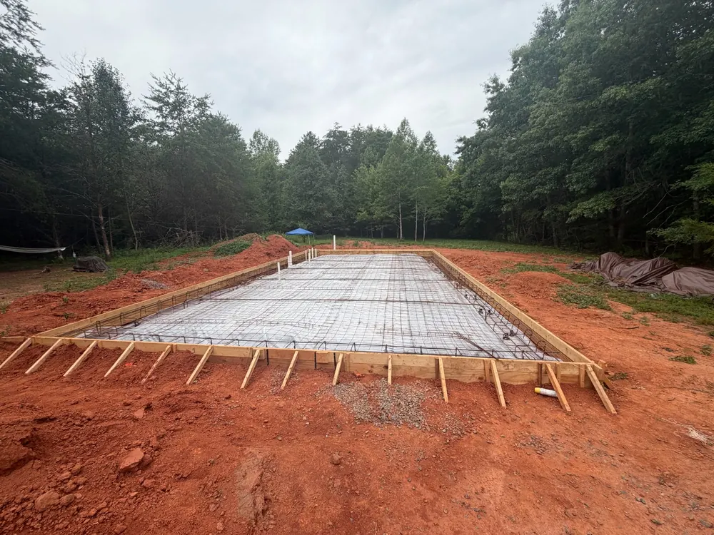 Formed and reinforced shop-building slab ready to pour, Yadkin County NC